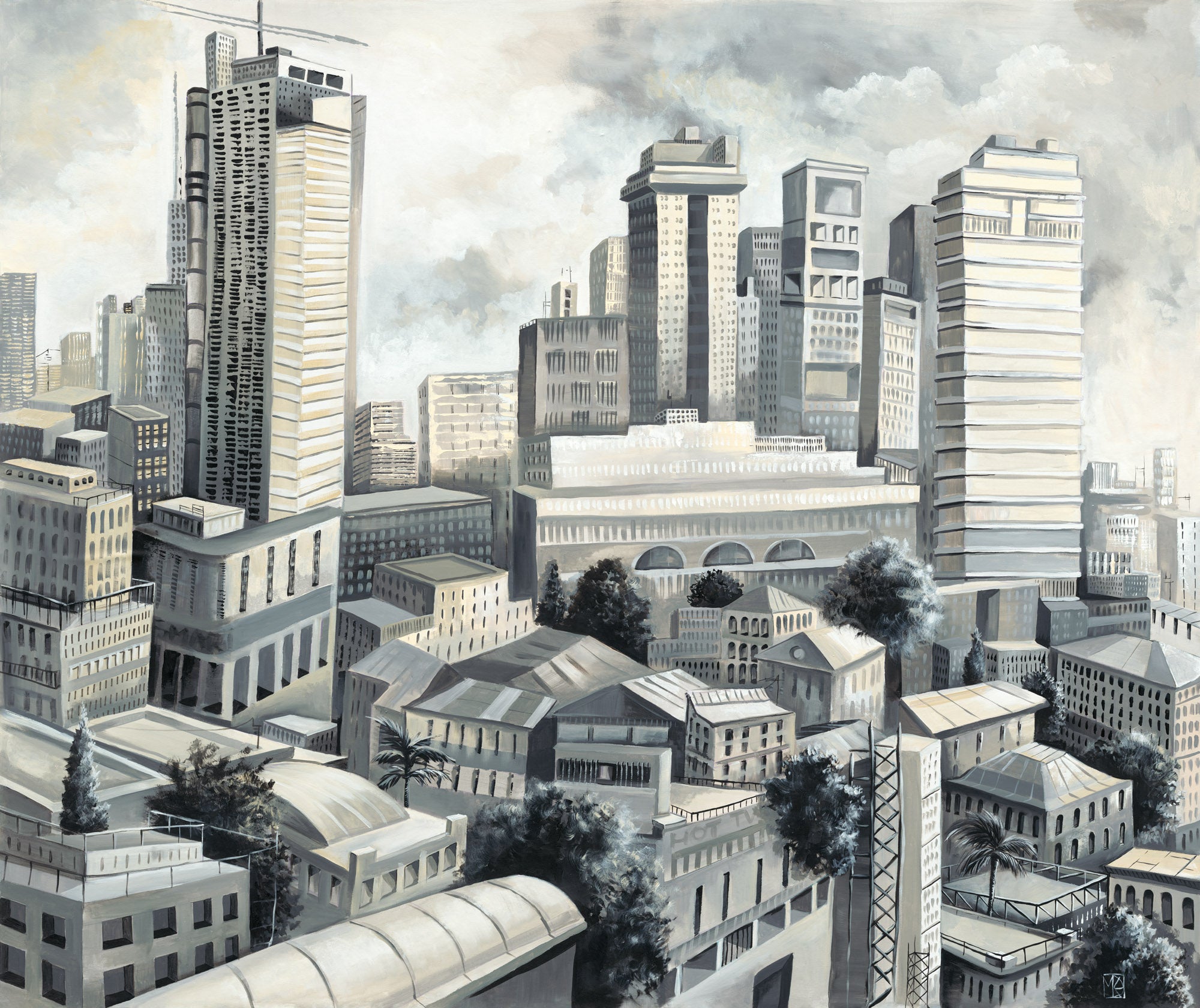 Tel Aviv Sarona view Painting