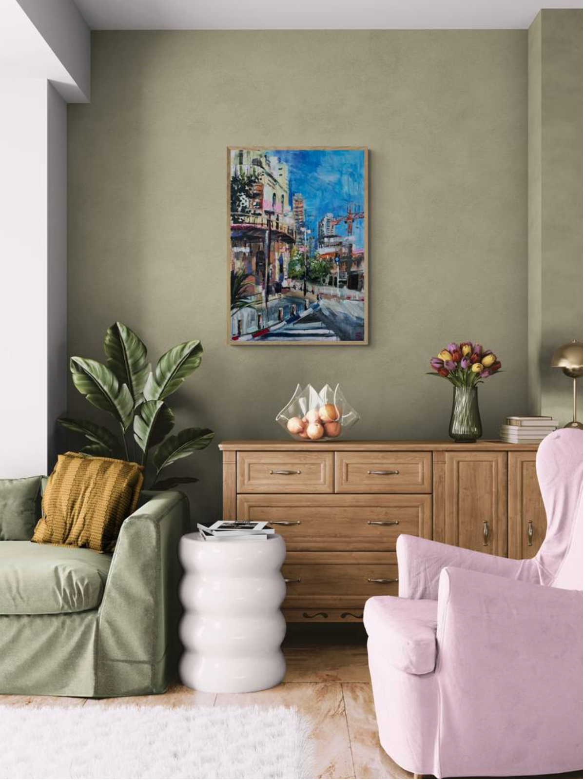 Sunlit Streets of Neve Tzedek Painting