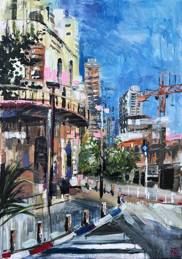 Sunlit Streets of Neve Tzedek Painting