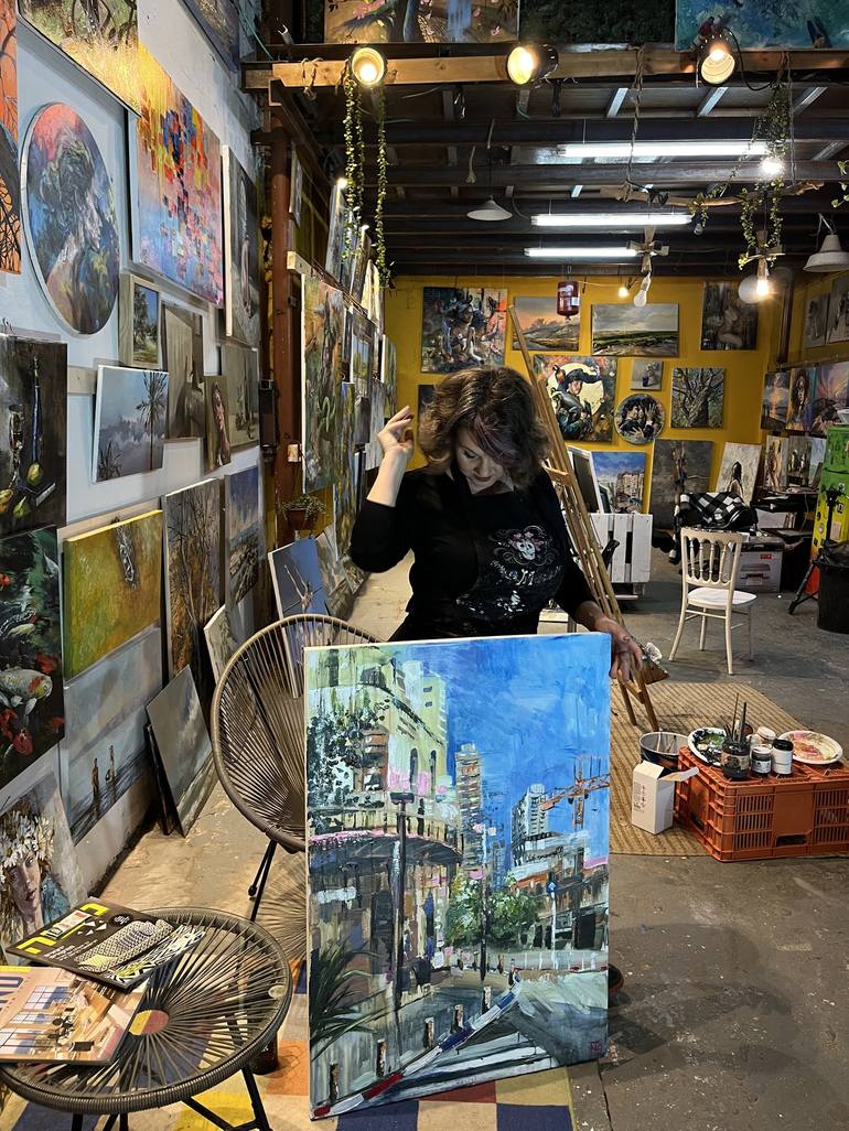 Sunlit Streets of Neve Tzedek Painting